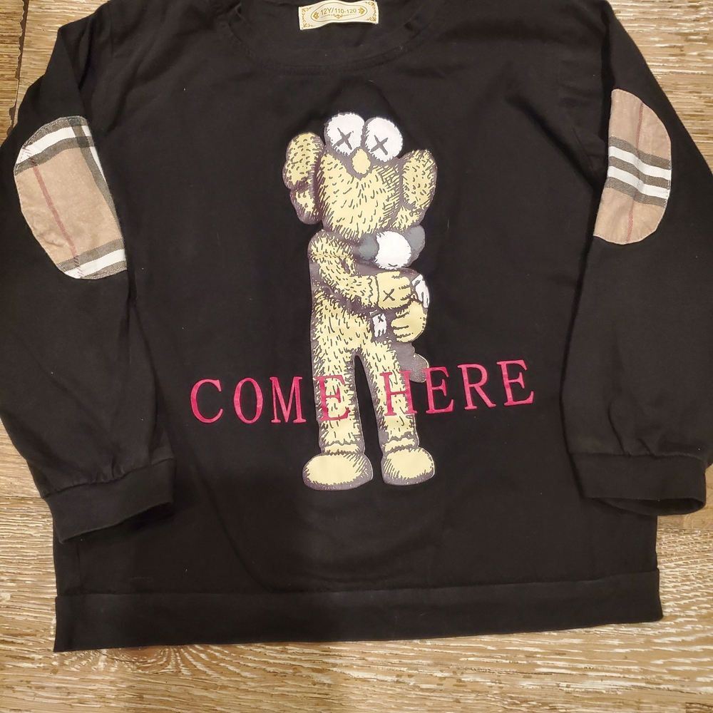 Black Kids Shirt with Bear Design